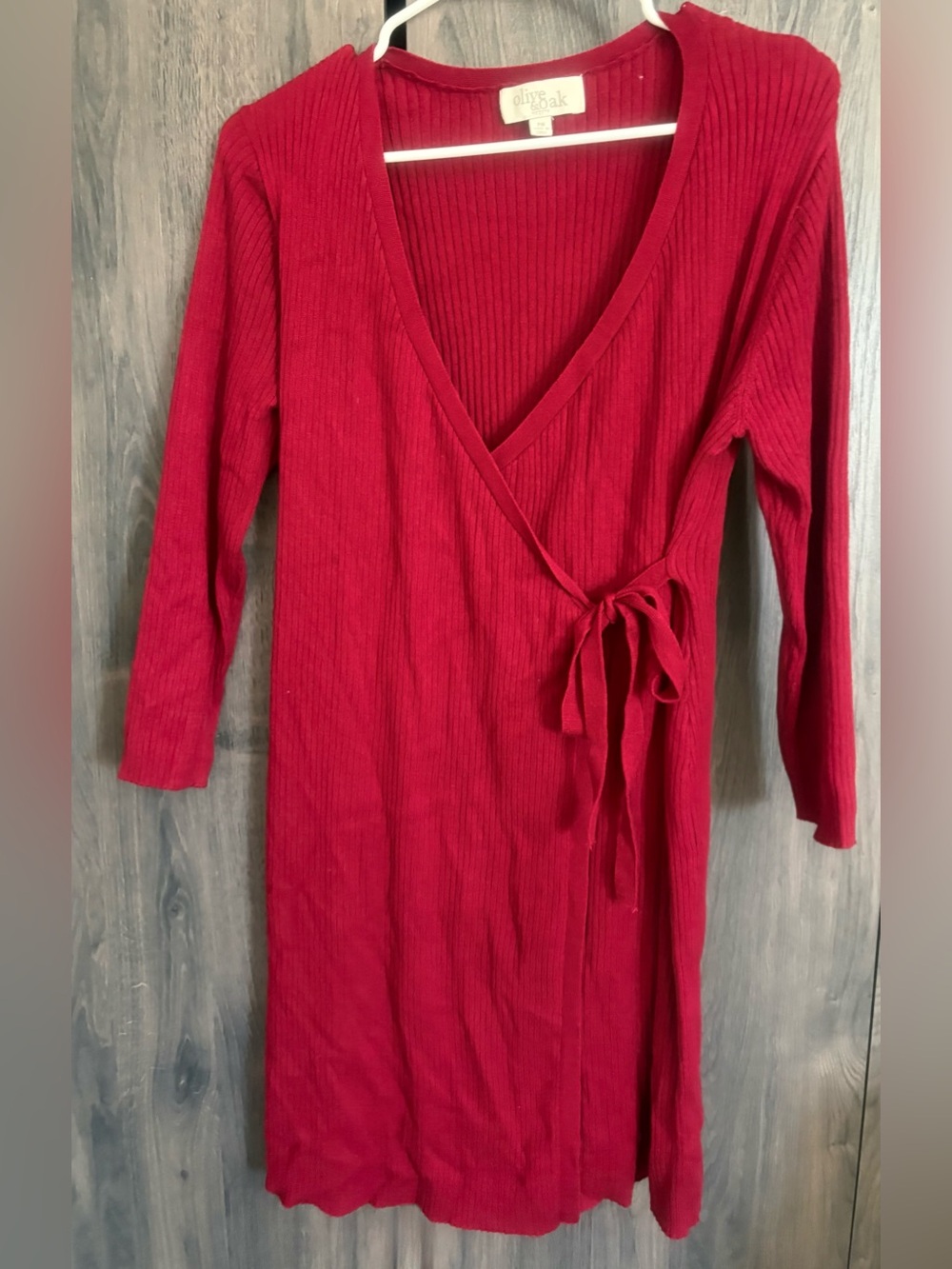 Olive & Oak Crimson Ribbed Wrap Dress